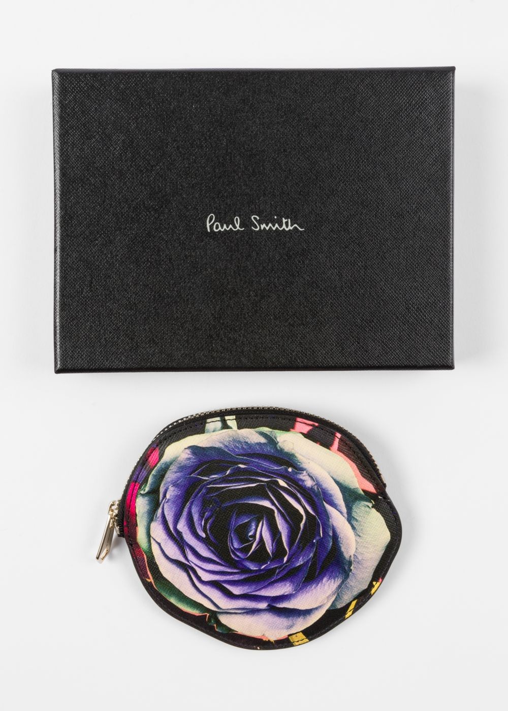 Paul Smith 'rose Collage' Print Leather Zip-Pouch Accessories Womens