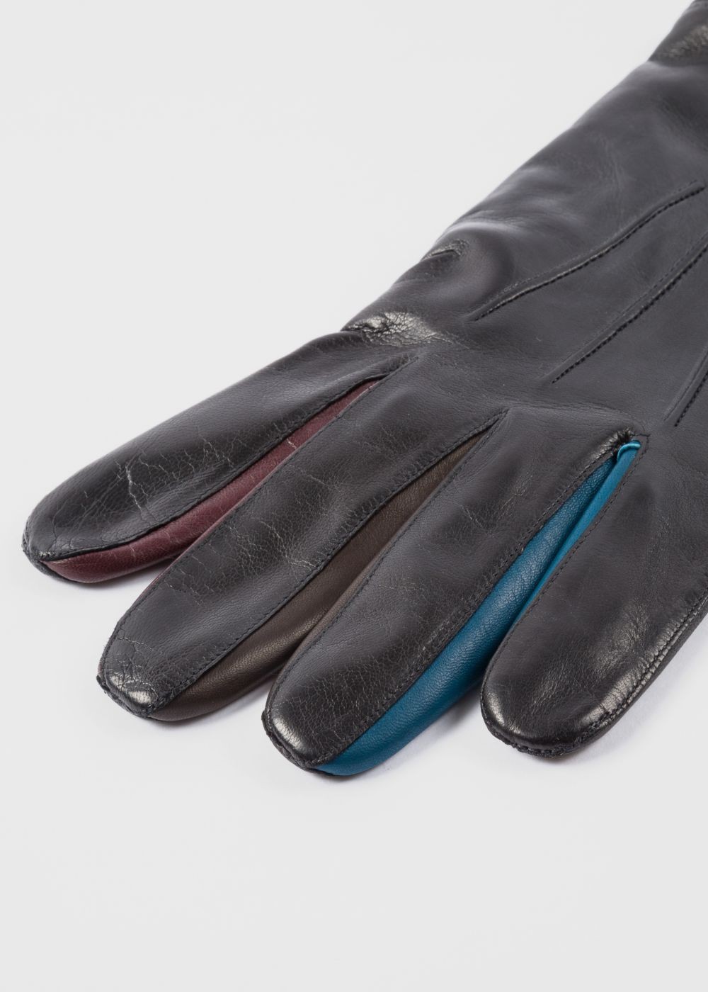 Paul Smith Men's Black Lamb Leather Concertina Gloves