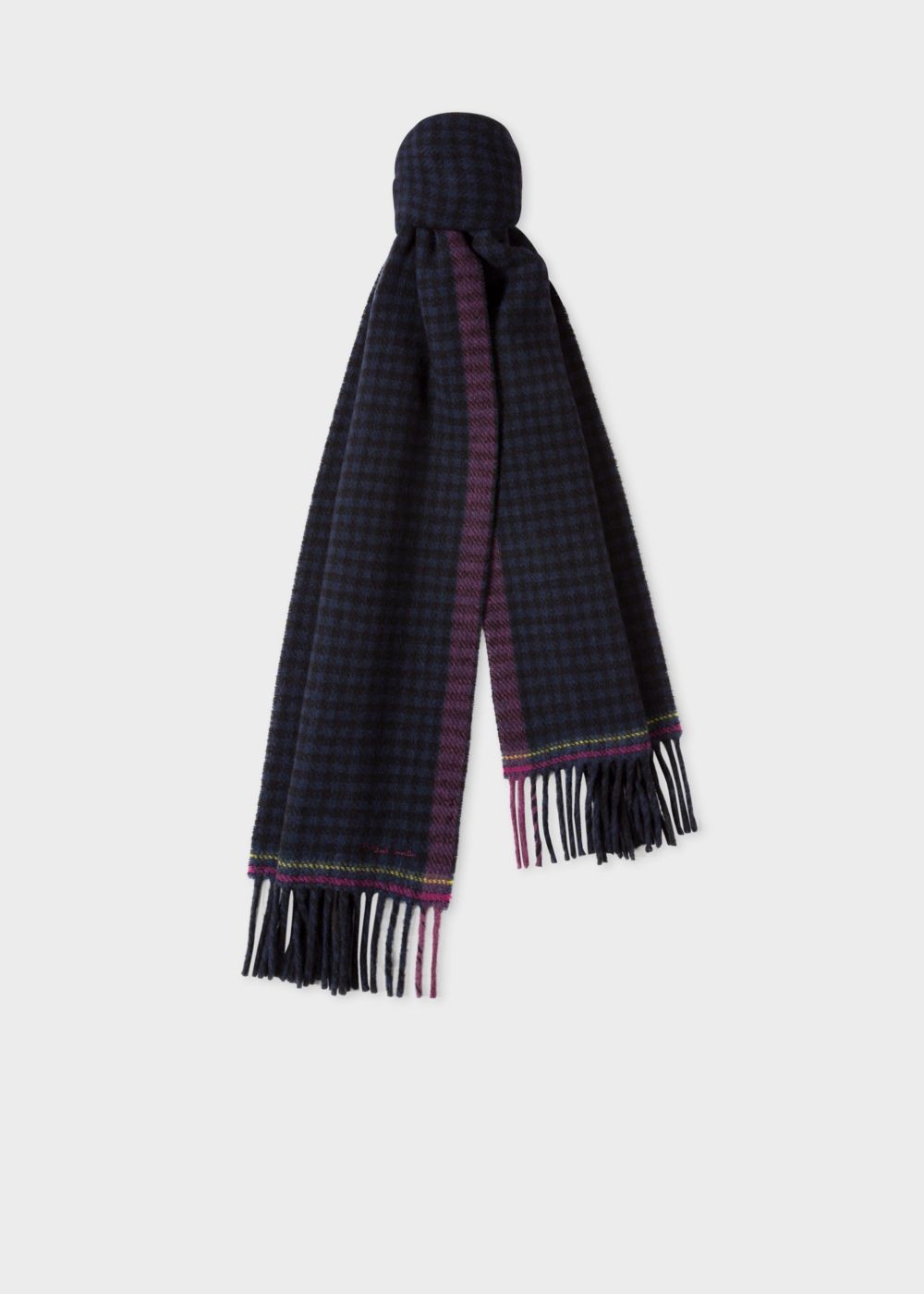 Paul Smith Women's Navy Check Double-Sided Wool Scarf