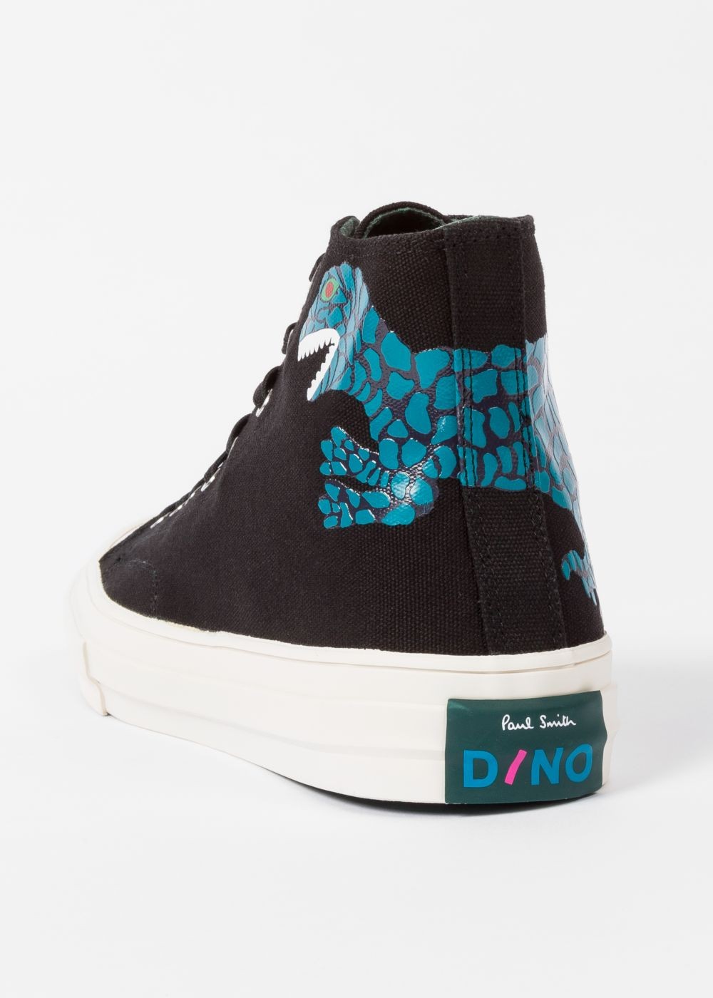 Paul Smith Mens's Black Canvas 'kirk' Shoes With Dino Print