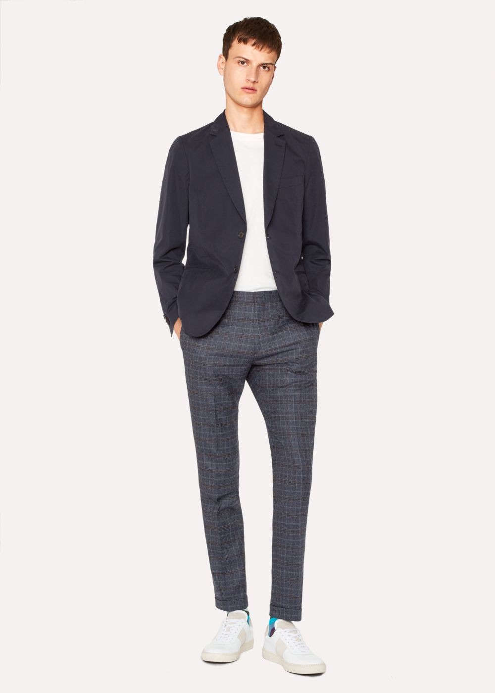 Paul Smith Mens's Tailored-Fit Dark Navy Unlined Cotton Blazer Clothing