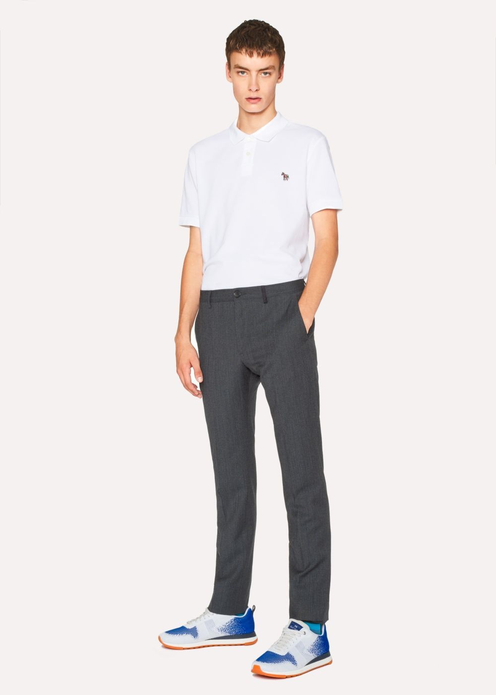 Paul Smith Men's White Organic Cotton-Piqué Zebra Logo Polo T-Shirt
