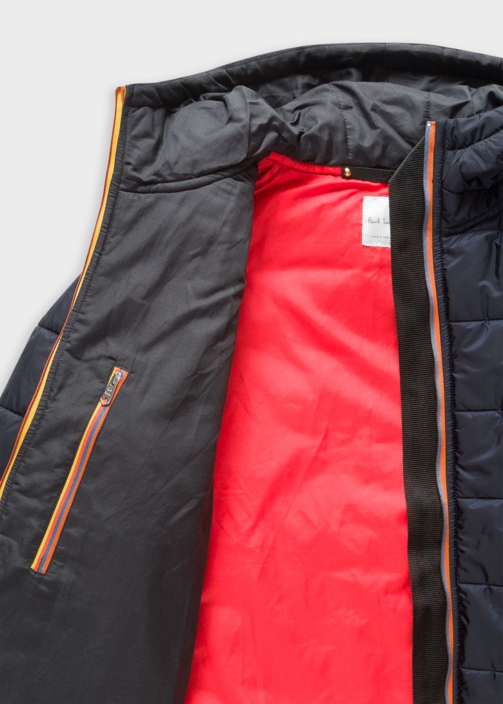 Paul Smith Men's Navy Quilted Hooded coat With 'artist Stripe' Trims