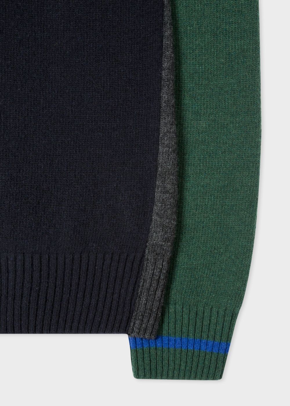 Paul Smith Mens's Navy And Green Funnel Neck Half-Zip Sweater