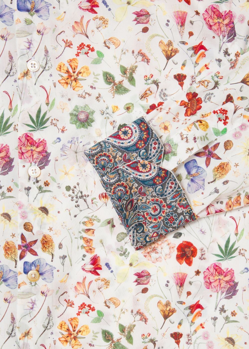 Paul Smith Men's Slim-Fit Cream Liberty Print T-Shirt With Contrast Details