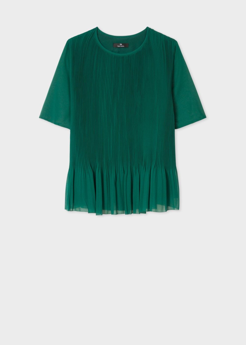 Paul Smith Lady's Dark Green Pleated Peplum Top