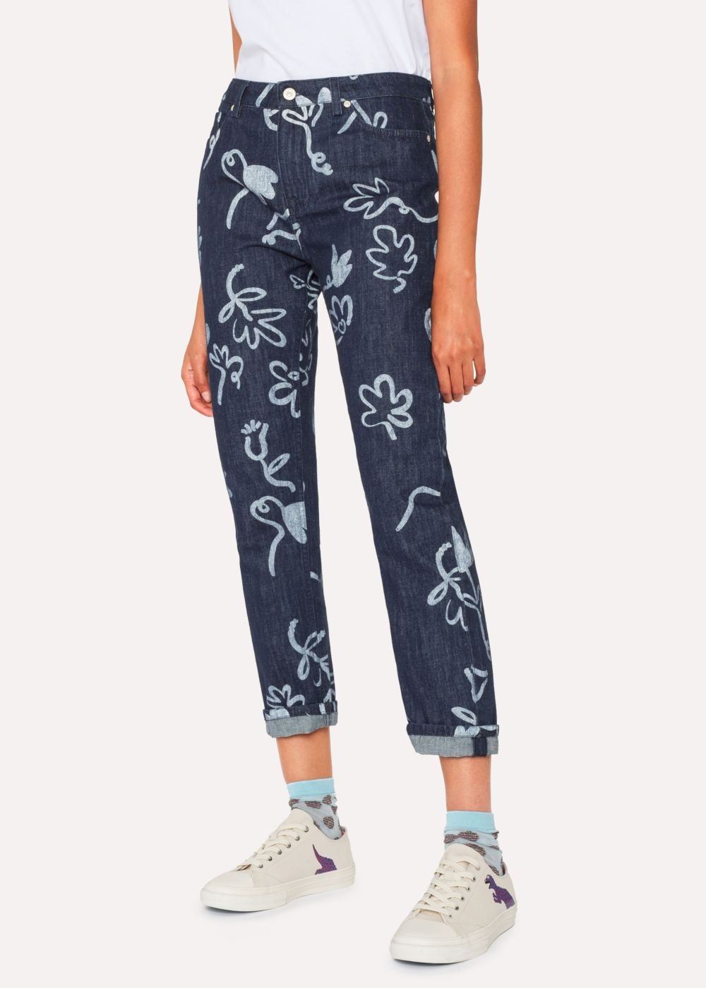 Paul Smith Lady's Indigo 'acapulco' Print Girlfriend-Fit Denim Jeans