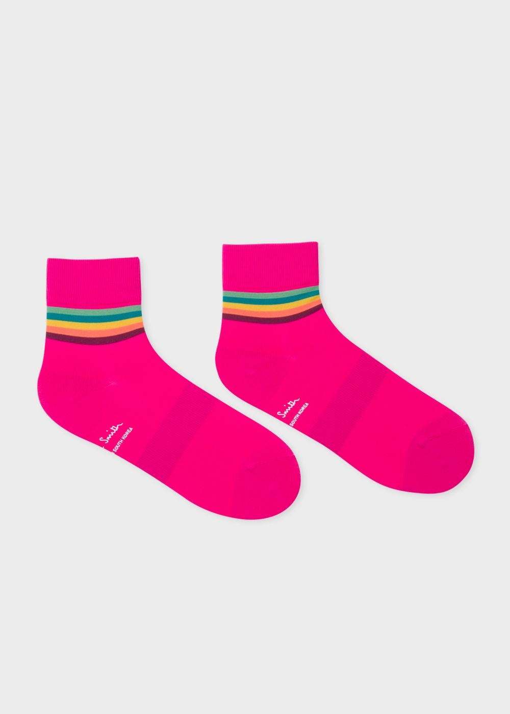 Paul Smith Men'S Fuchsia 'Artist Stripe' Trim Cycling Socks