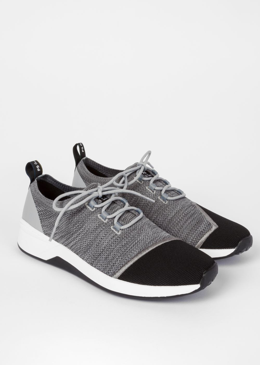 Paul Smith Men's Black And Grey Mélange 'Mentis' Knitted Trainers