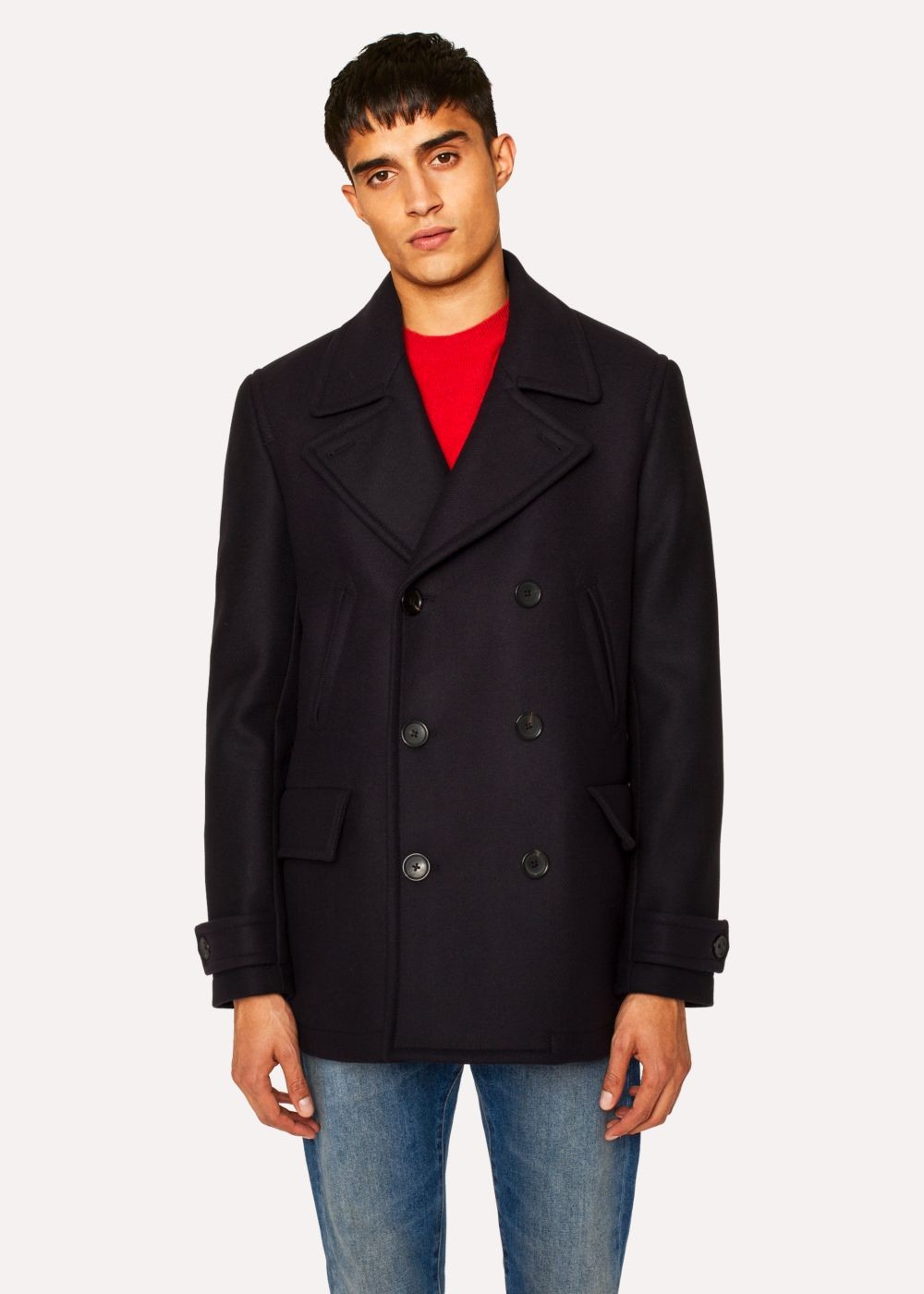 Paul Smith Mens's Dark Navy Wool-Cashmere Pea Jackets