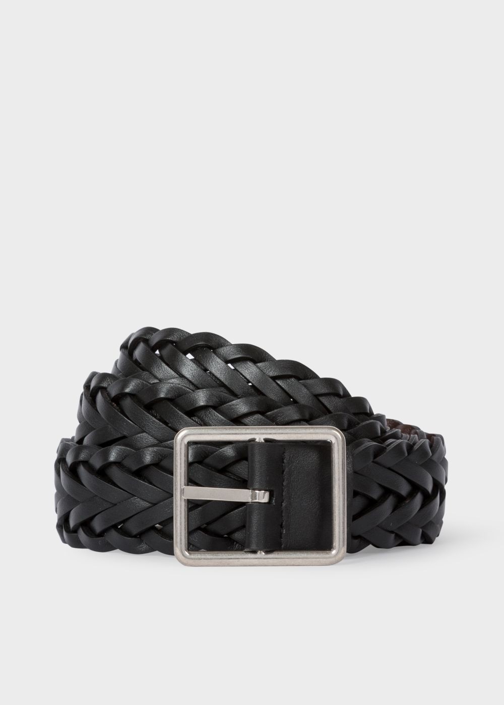 Paul Smith Men's Black Reversible Plaited Leather Belt