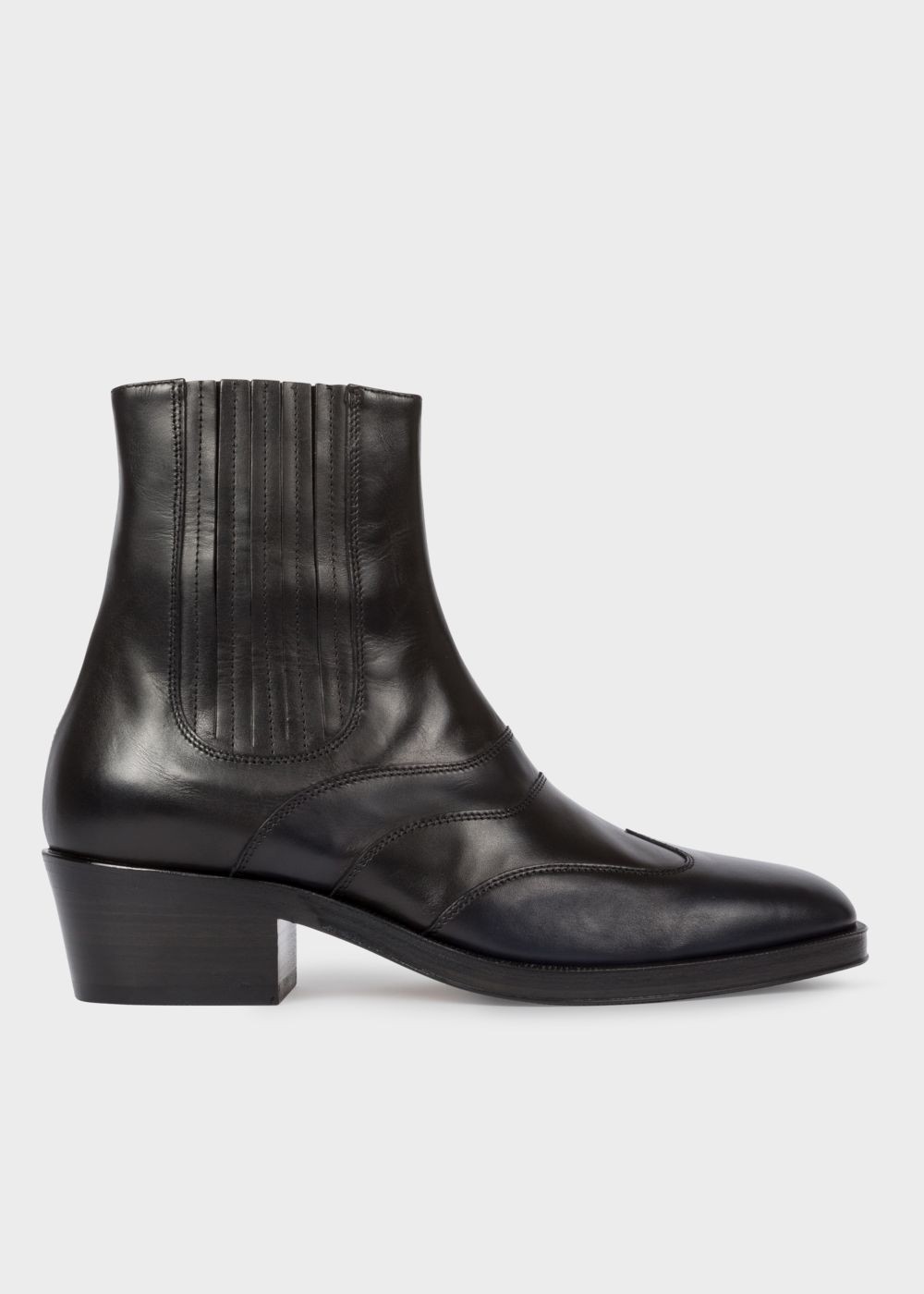 Paul Smith Men's Dark Navy And Black Leather 'anvil' Chelsea Boots