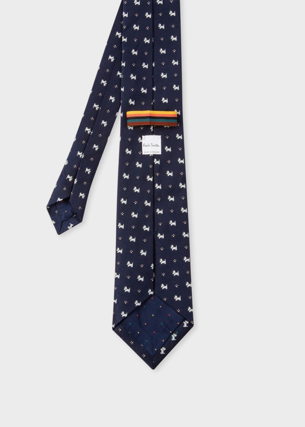 Paul Smith Men's Navy Embroidered 'dog' Motif Silk Tie