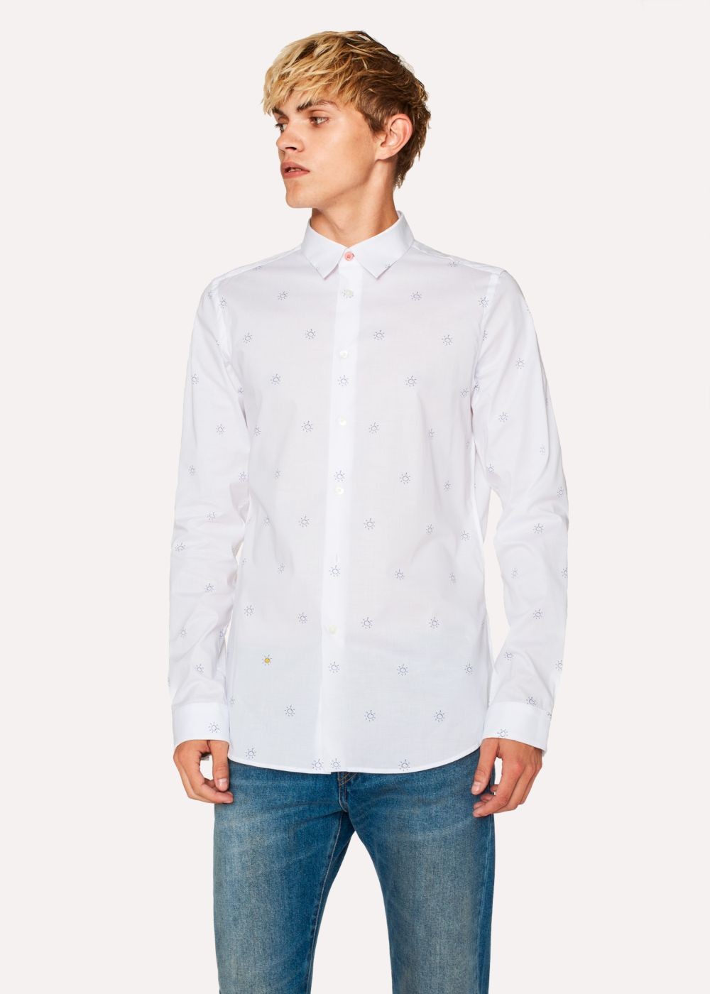 Paul Smith Mens's Slim-Fit White 'sun Doodle' Print Cotton Tees