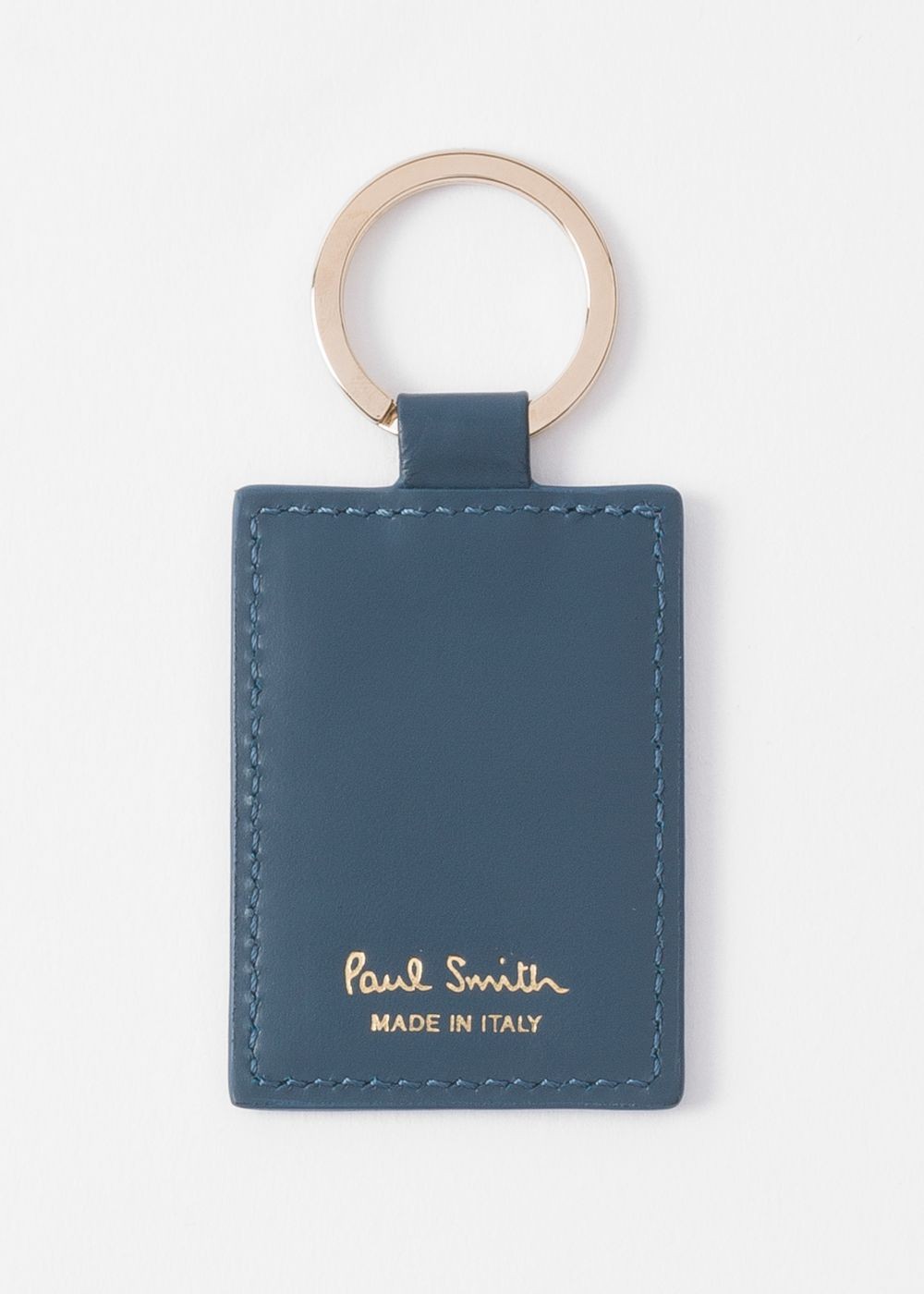 Paul Smith Teal Leather Signature Stripe Keyring Accessories Men