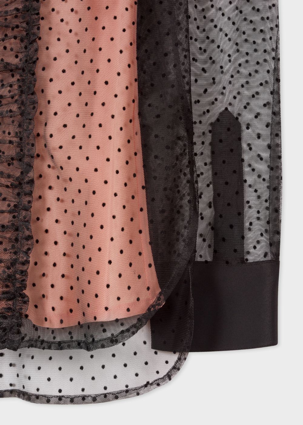 Paul Smith Women's Black Flocked-Spot Frill T-Shirts With Contrast Cami