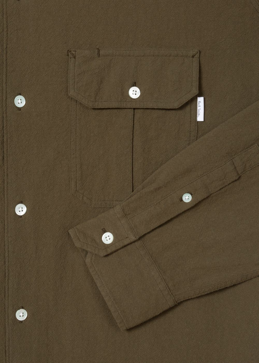 Paul Smith Mens's Classic-Fit Khaki Two-Pocket Textured Cotton T-Shirt