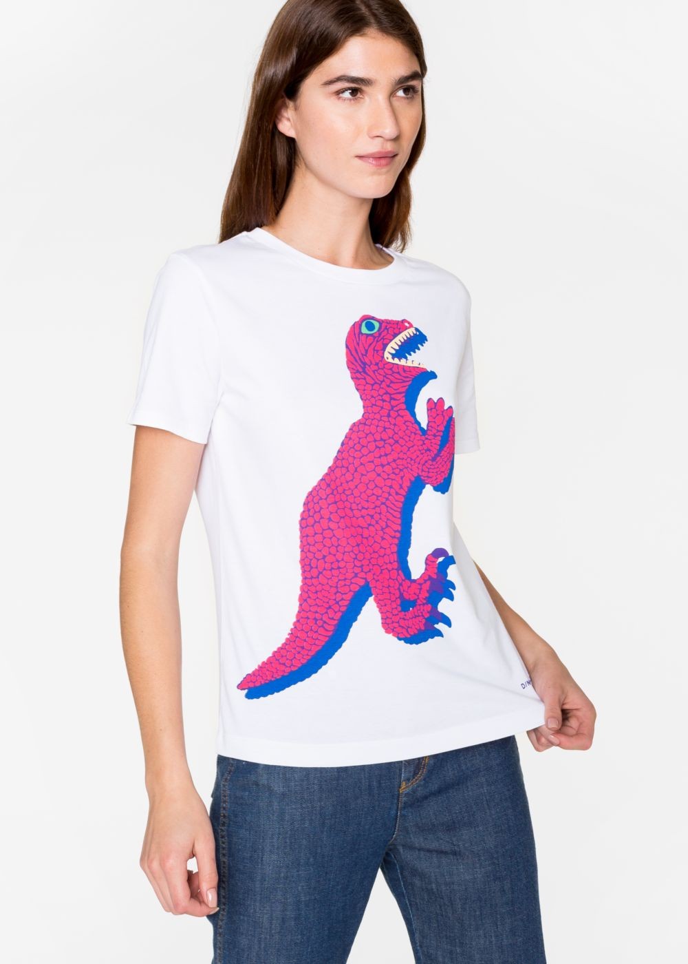 Paul Smith Lady's White 'dino' Print Cotton Shirt