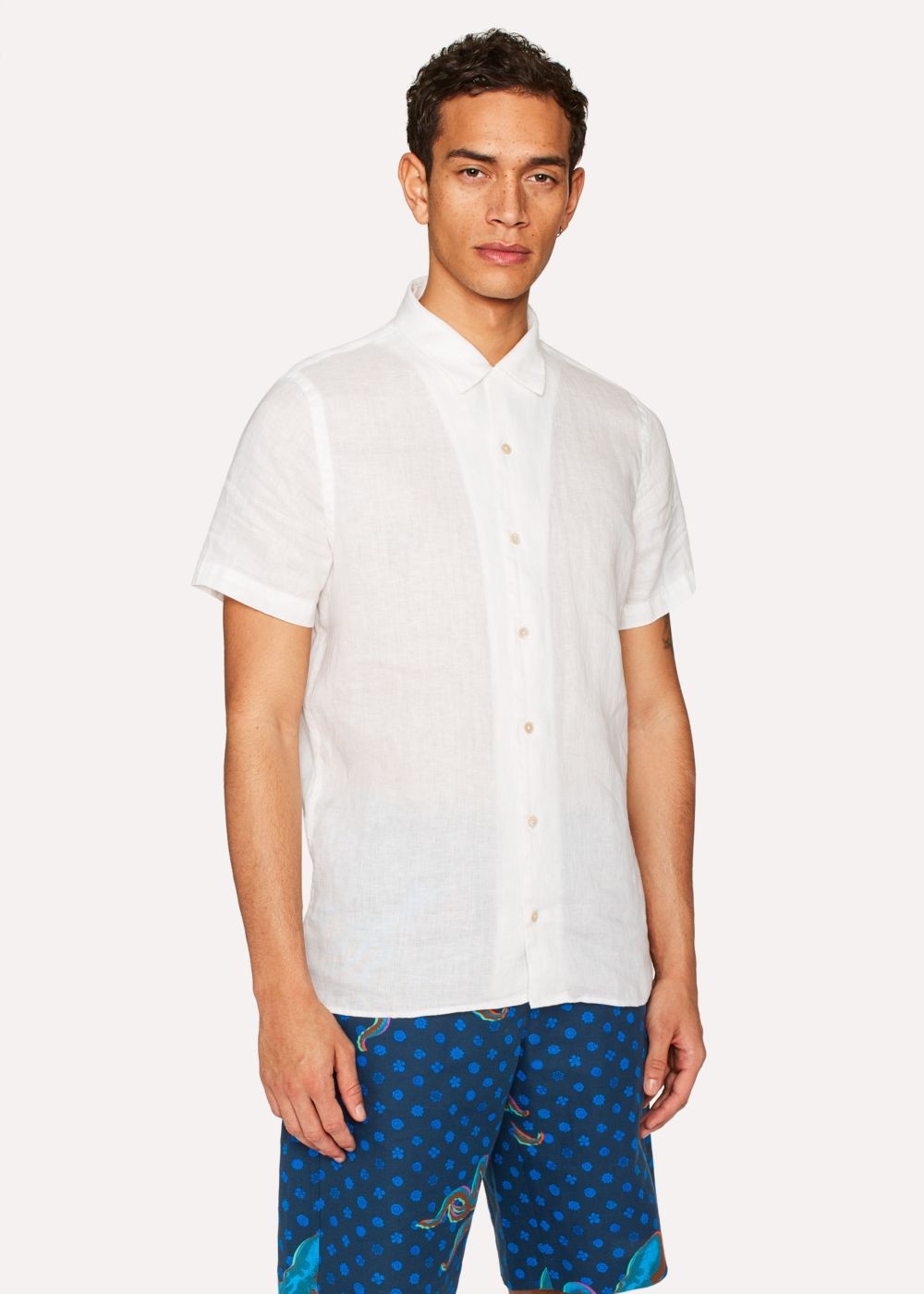 Paul Smith Men's Classic-Fit White Linen Short-Sleeve TShirts