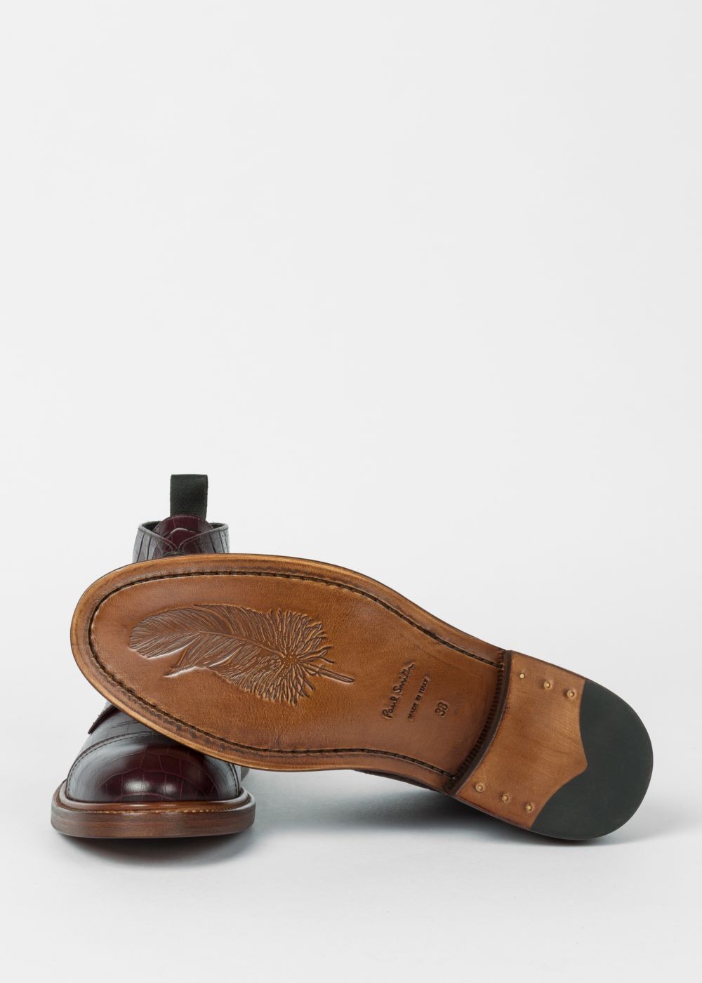 Paul Smith Women's Burgundy Mock-Croc Leather 'jarMen' Boots