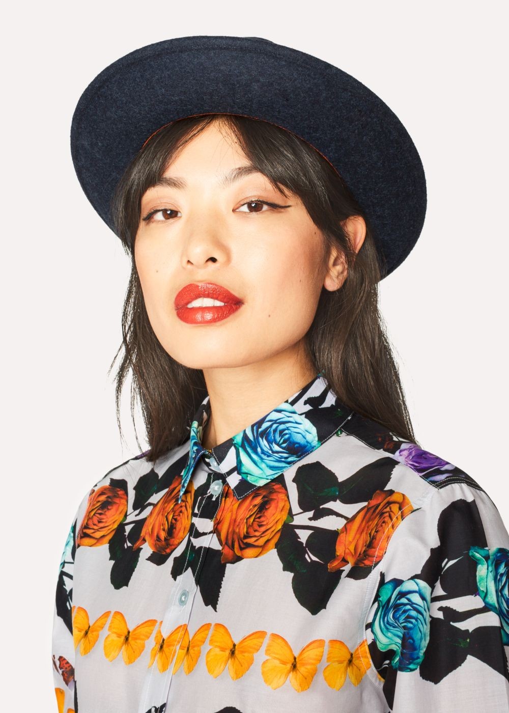 Paul Smith Women's Dark Navy Fedora Hat With 'eclipse Spot' Headband