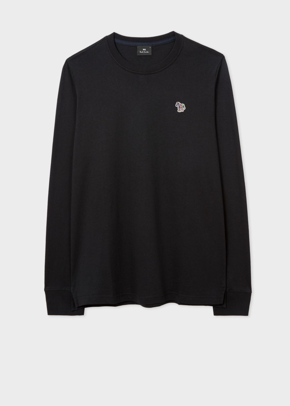 Paul Smith Men's Black Organic-Cotton Zebra Logo Long-Sleeve Tees