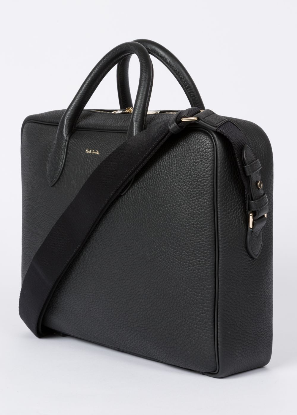 Paul Smith Men's Black 'bright Stripe' Leather Business Folio Accessories
