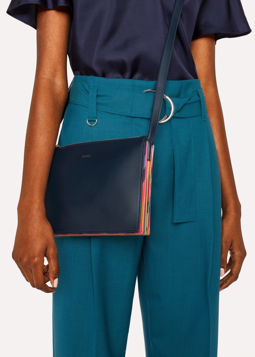 Paul Smith Womens's Navy 'concertina Swirl' Leather Cross-Body Bags