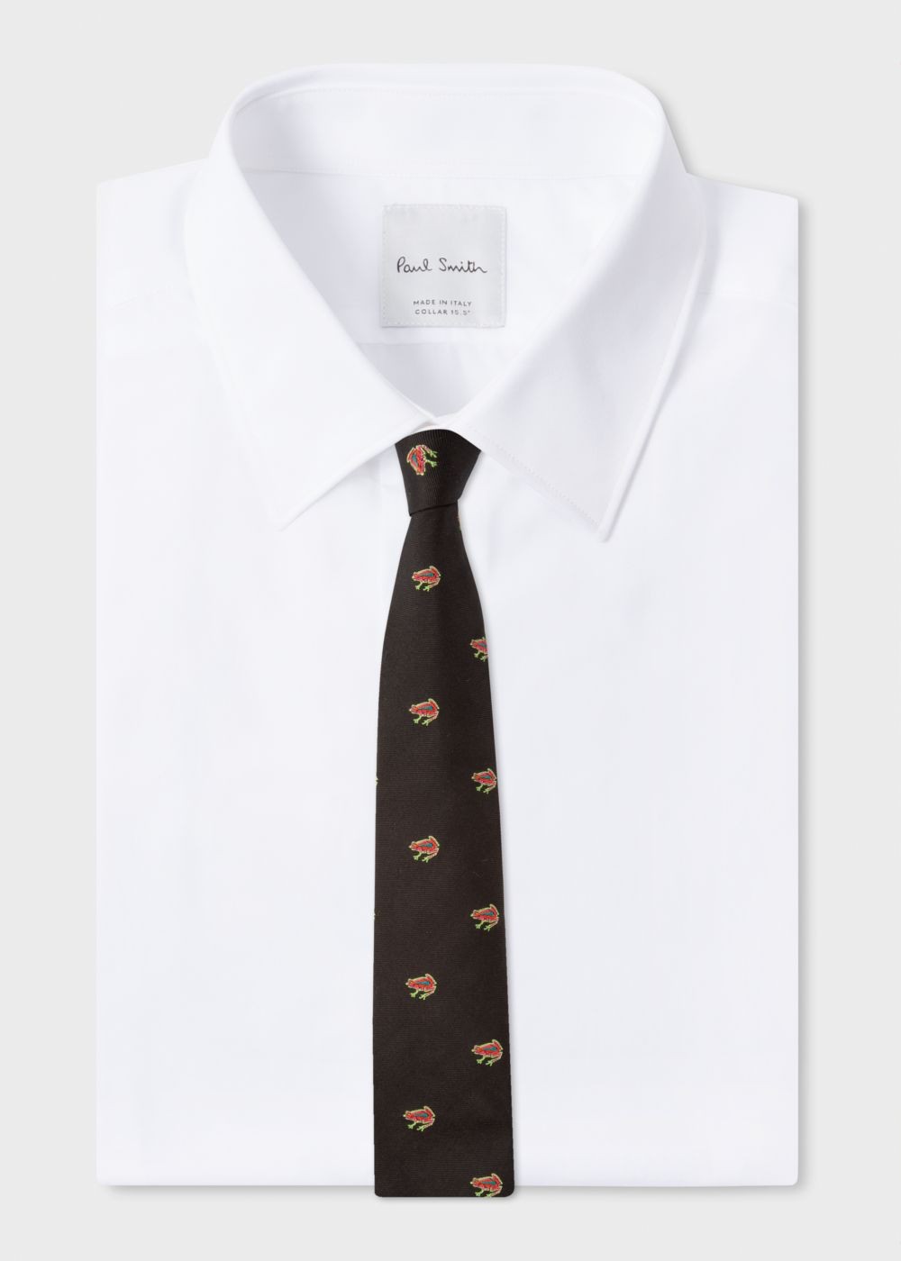 Paul Smith Mens's Black Embroidered 'dreamer Frog' Narrow Silk Tie