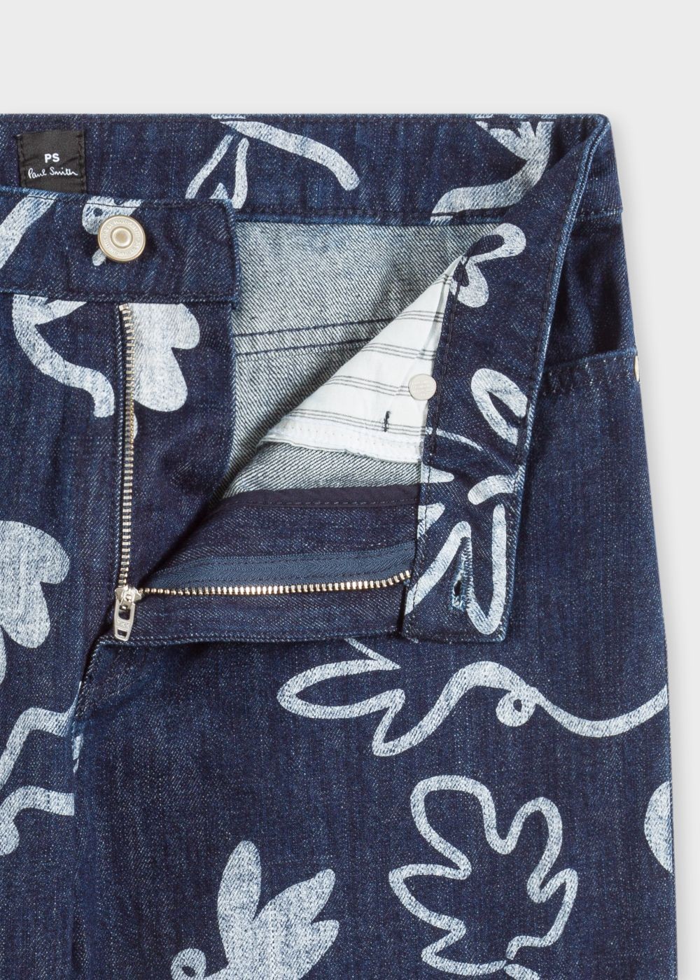 Paul Smith Lady's Indigo 'acapulco' Print Girlfriend-Fit Denim Jeans
