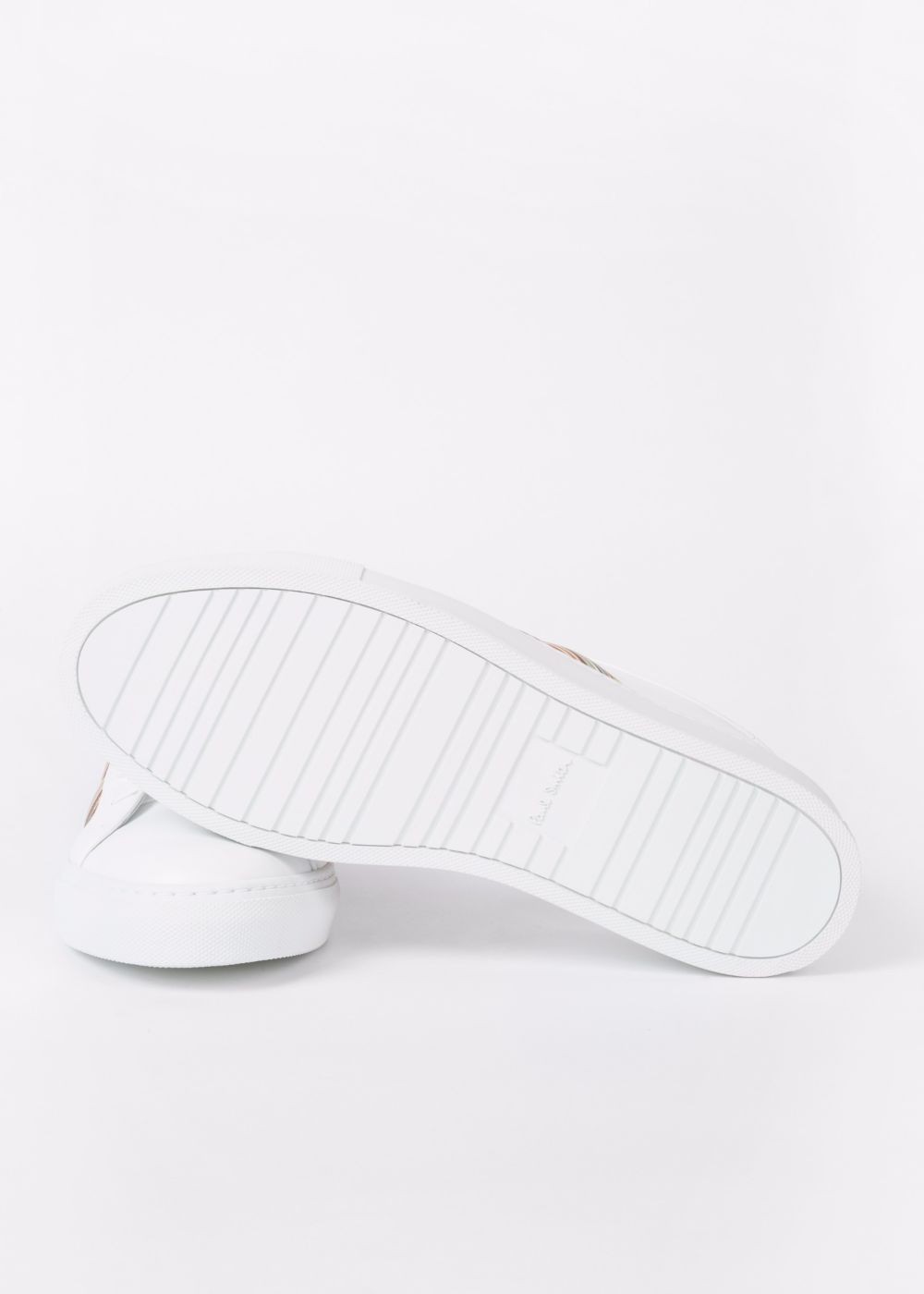 Paul Smith Mens's White Leather 'ivo' Sneakers With Signature Stripe Panels