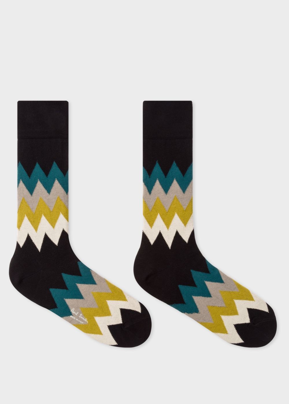 Paul Smith Mens's Black Zig-Zag Stripe Socks