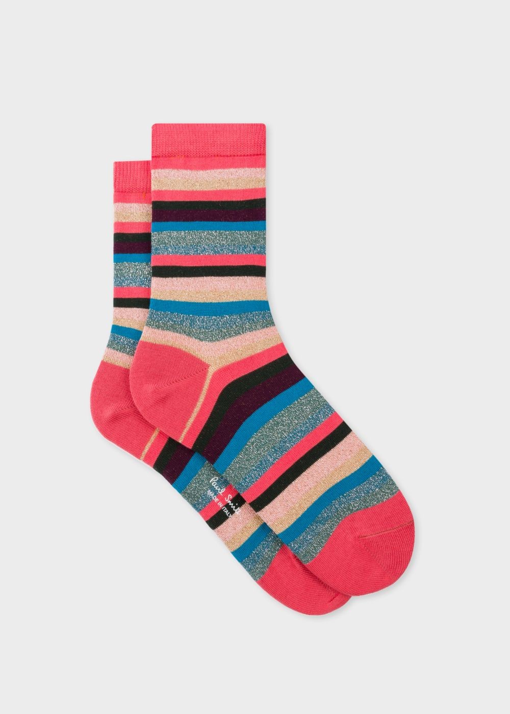 Paul Smith Womens's Bright Pink Glitter 'swirl Stripe' Socks