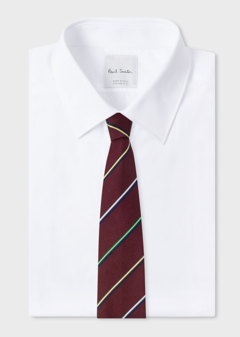 Paul Smith Mens's Burgundy Thin Diagonal Stripe Silk Tie