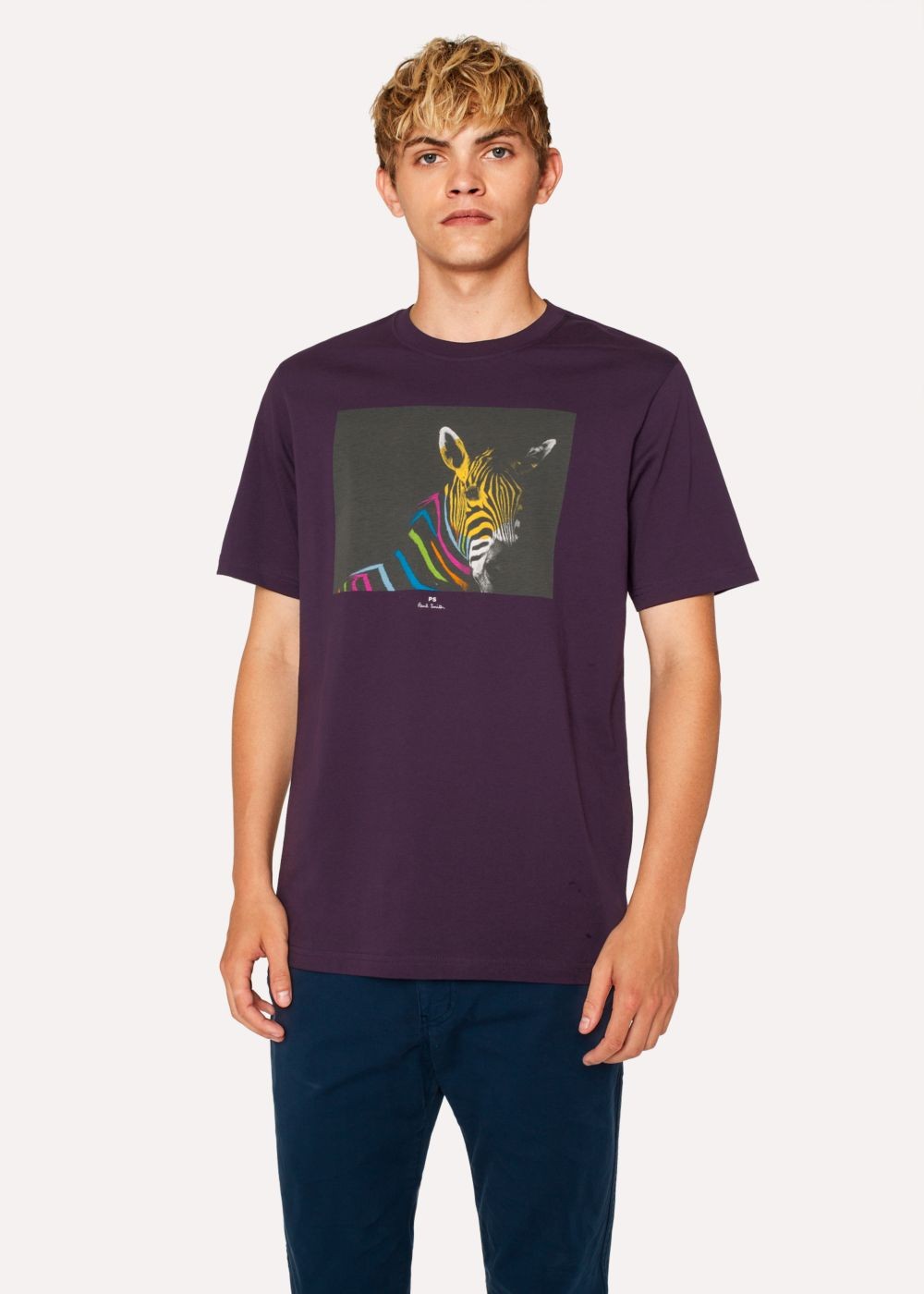 Paul Smith Men's Violet Organic-Cotton 'zebra' Print T-Shirts