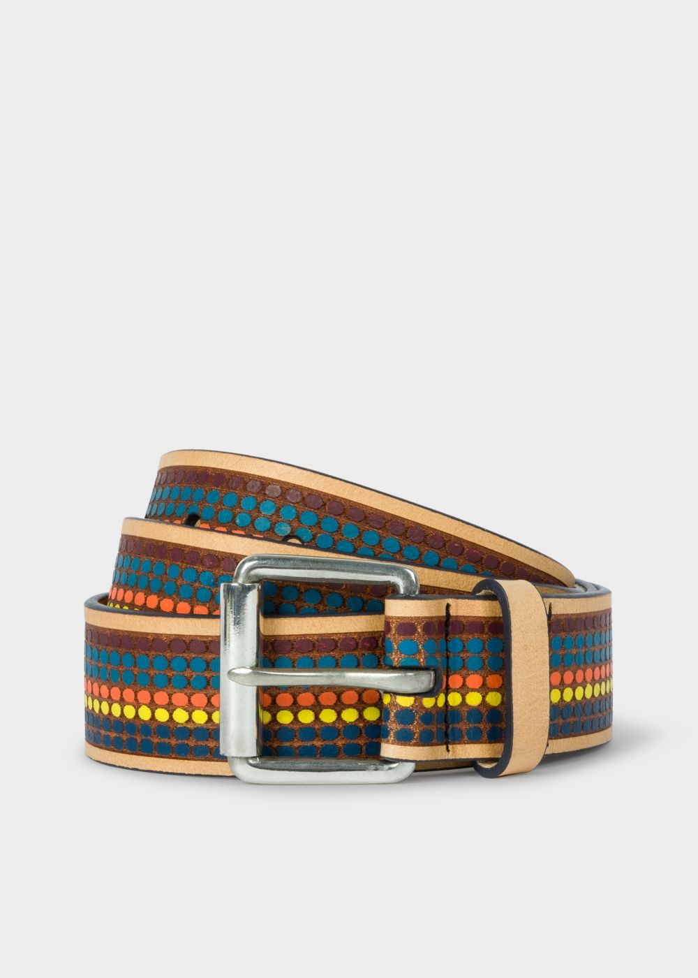Paul Smith Mens's Multi-Coloured Polka Dot Leather Belt