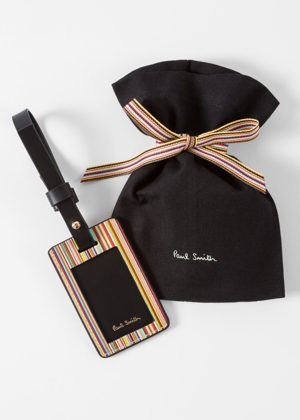Paul Smith Signature Stripe Leather Luggage Tag Mens