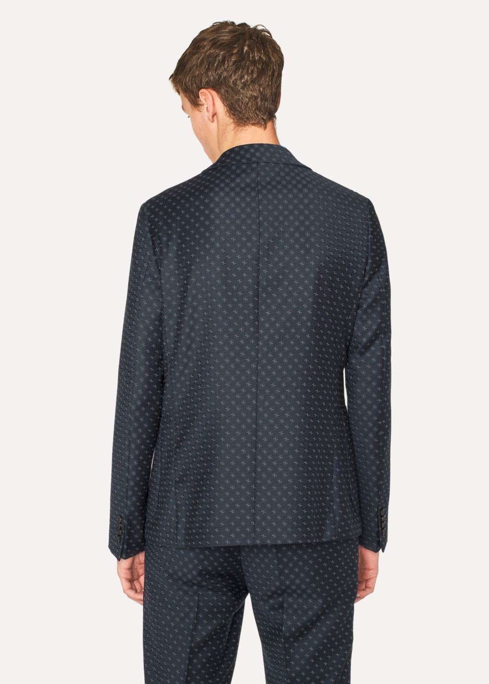 Paul Smith Men's Mid-Fit Navy Checkerboard-Cross Jacquard Blazer Clothing