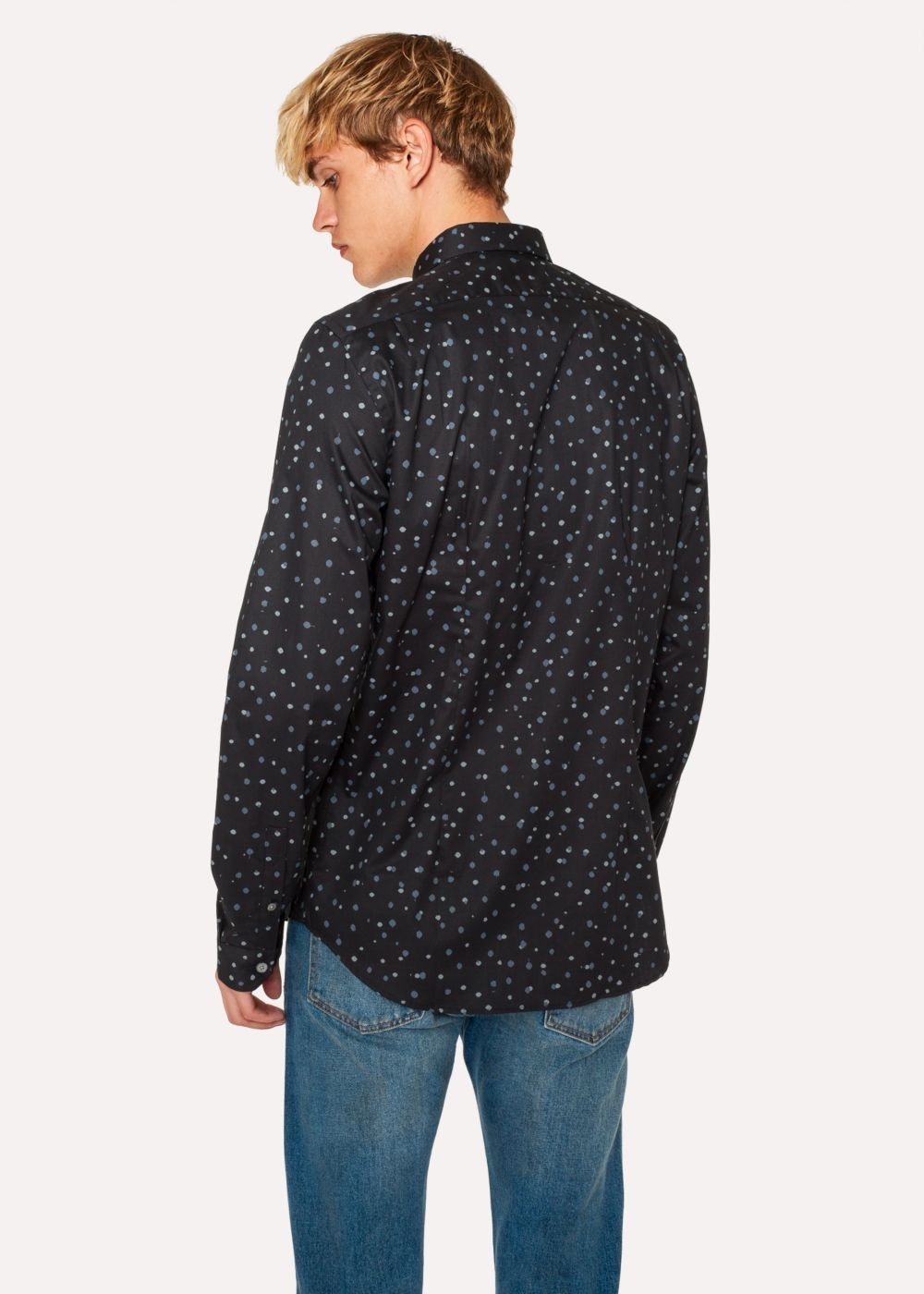 Paul Smith Men's Slim-Fit Dark Navy 'ink Spot' Print Cotton shirt