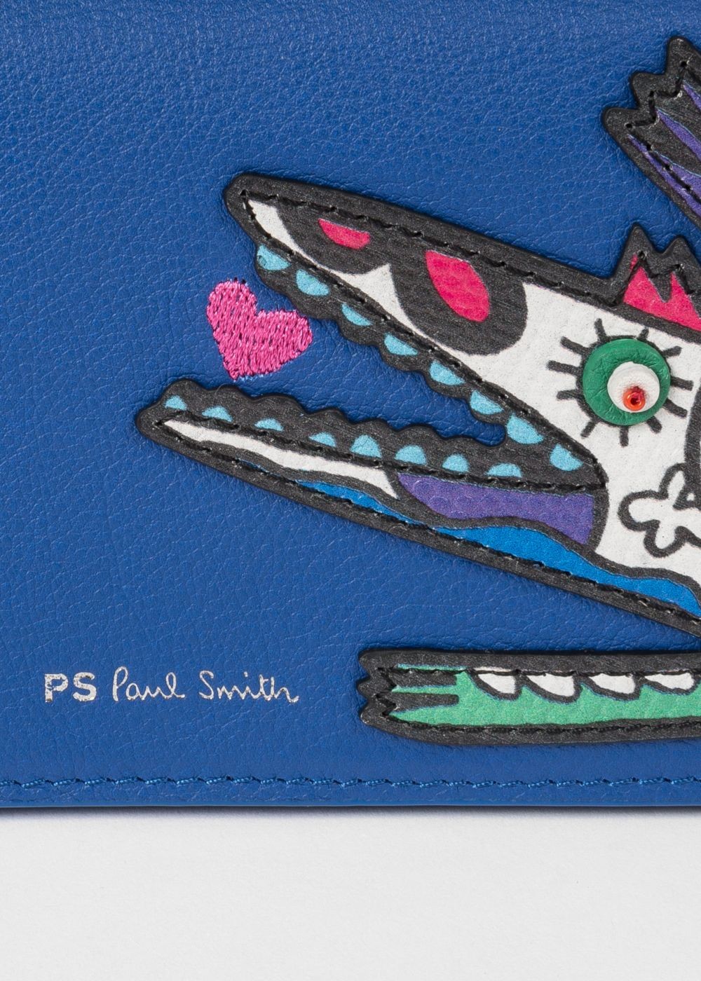 Paul Smith Lady's Blue 'karami Crocodile' Appliqué Folded Leather Wallet