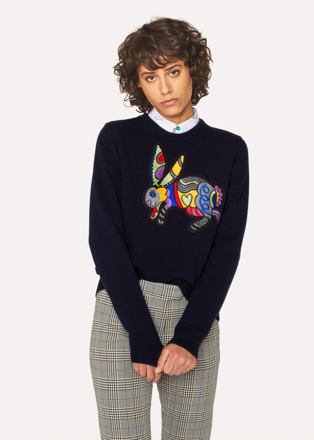 Paul Smith Womens's Navy Embroidered 'karami Rabbit' Motif Sweater
