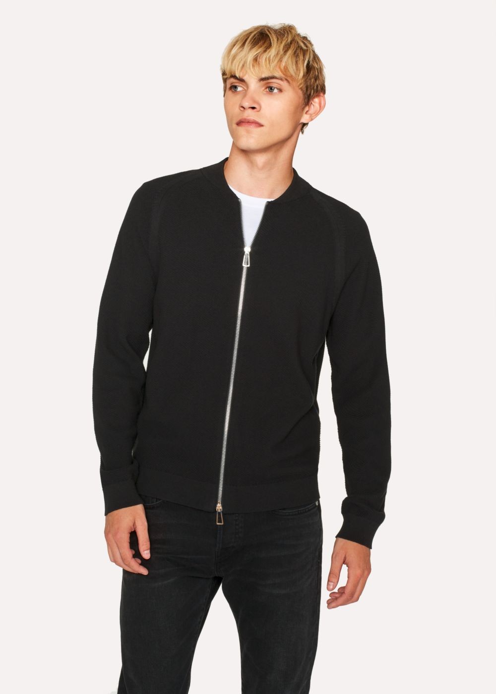 Paul Smith Men's Black Cardigan With 'cycle Stripe' Stitch Detail Clothing