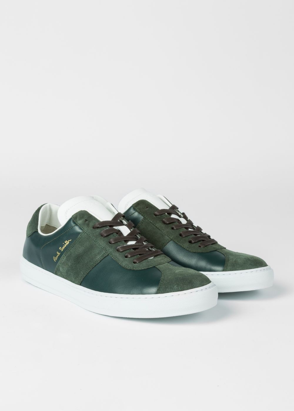 Paul Smith Men's Bottle Green Leather 'levon' Trainers