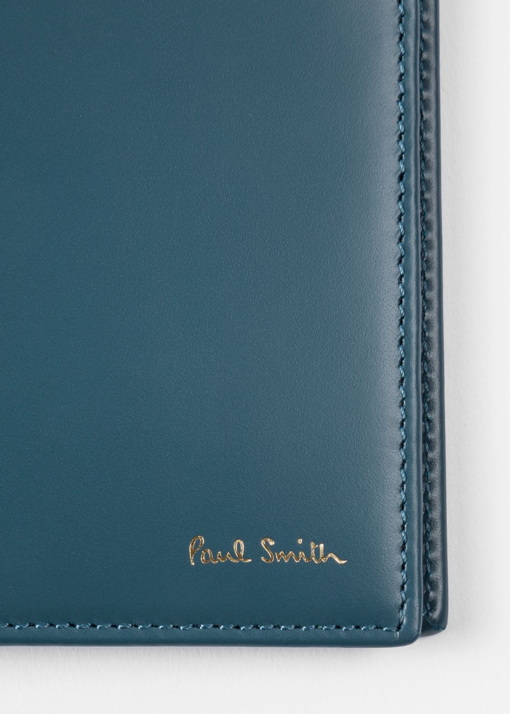Paul Smith Mens's Teal Signature Stripe Interior Leather Passport Cover