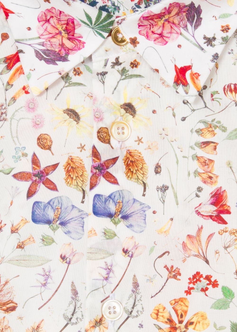 Paul Smith Men's Slim-Fit Cream Liberty Print T-Shirt With Contrast Details