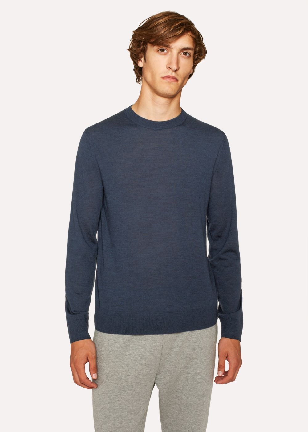 Paul Smith Men's Slate Blue Crew-Neck Merino Wool Sweater