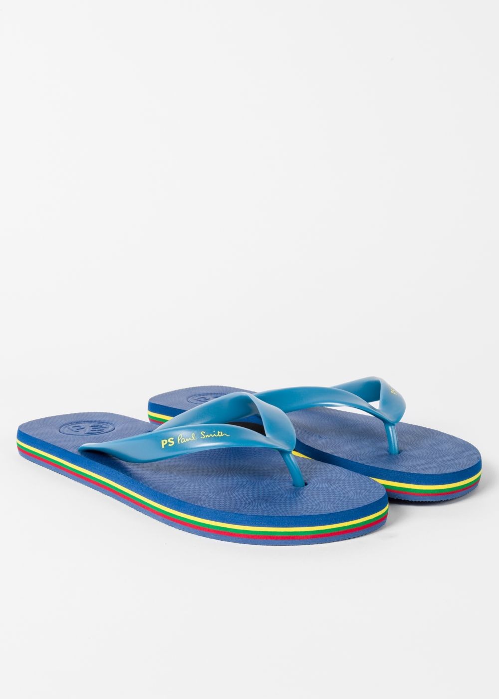 Paul Smith Men's Blue 'dale' Flip Flops With Striped Edge