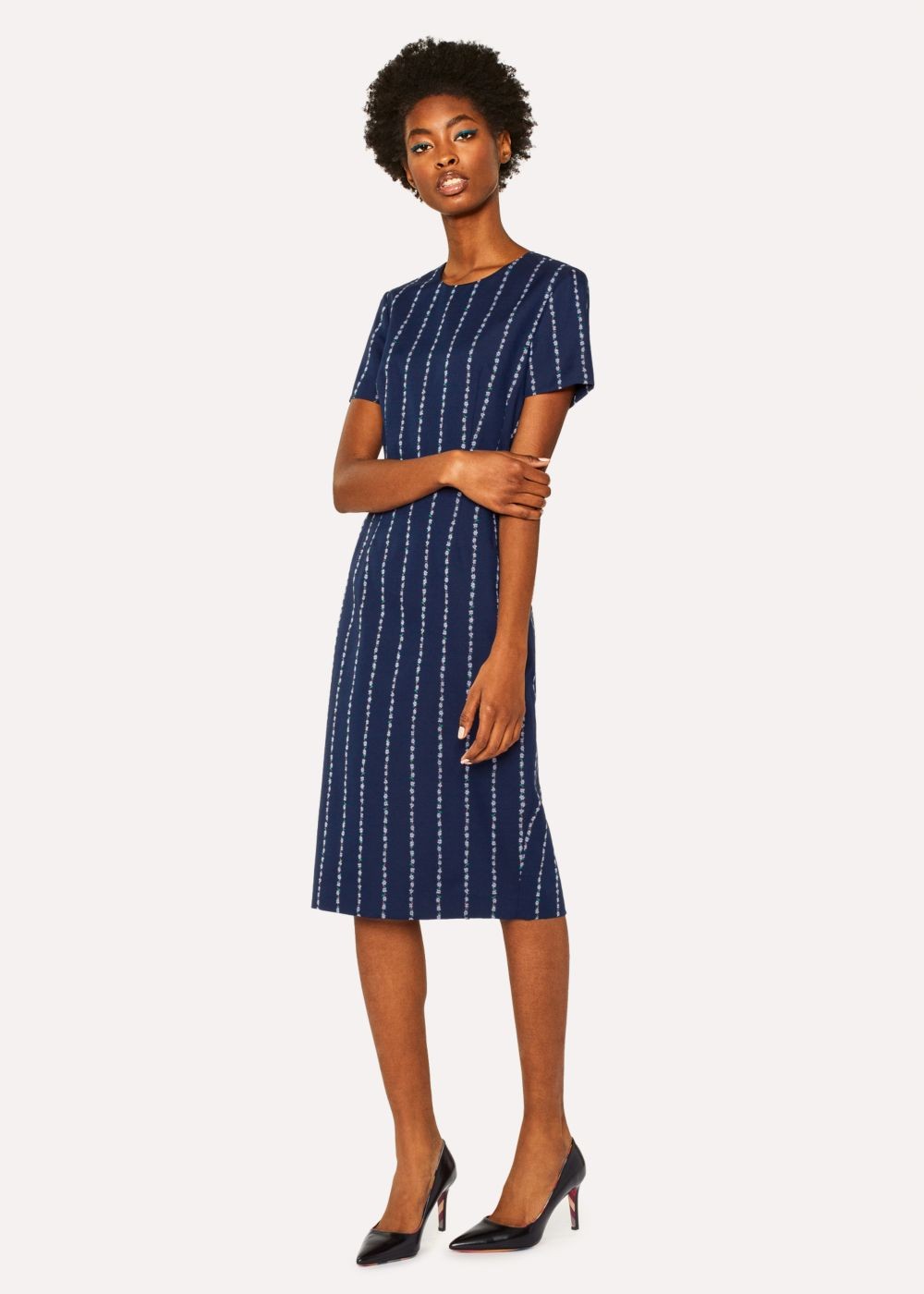 Paul Smith Womens's Navy 'floral Stripe' Shift Dress
