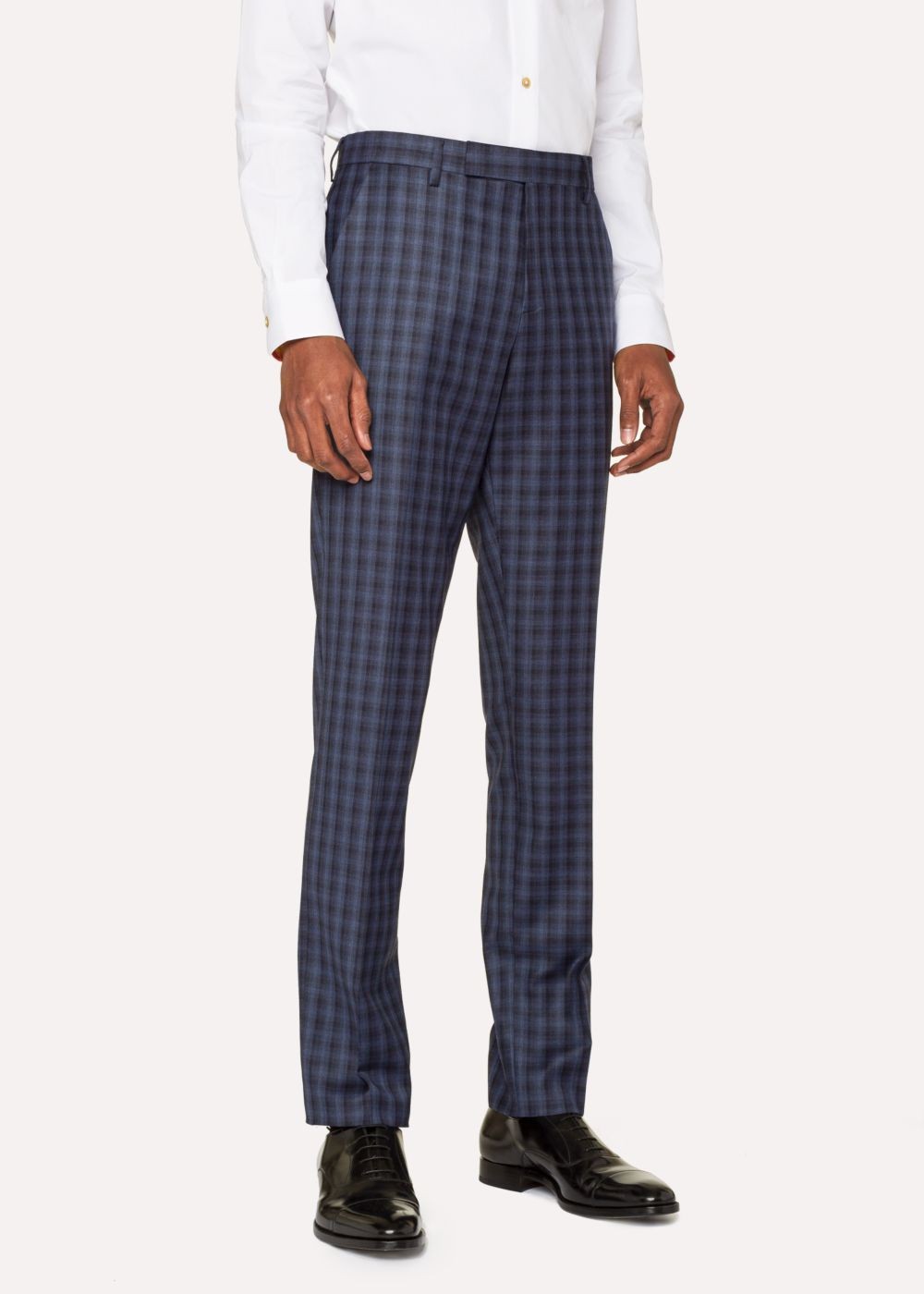 Paul Smith Mens's Slim-Fit Navy Check Wool Pants