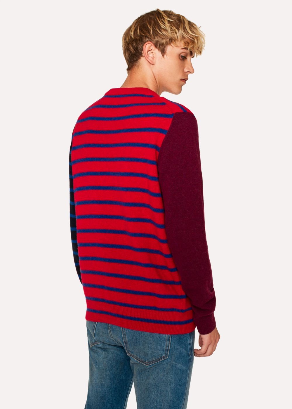 Paul Smith Men's Red Stripe Patch-Pocket Lambswool-Blend Sweater